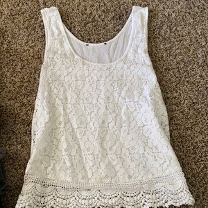 white lace tank top